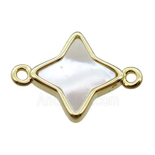white Pearlized Shell star connector, gold plated