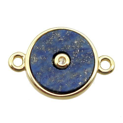 blue Lapis circle connector, gold plated