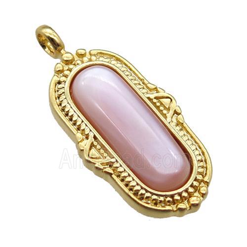 pink queen shell oval pendant, gold plated