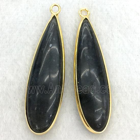 black onyx agate teardrop pendant