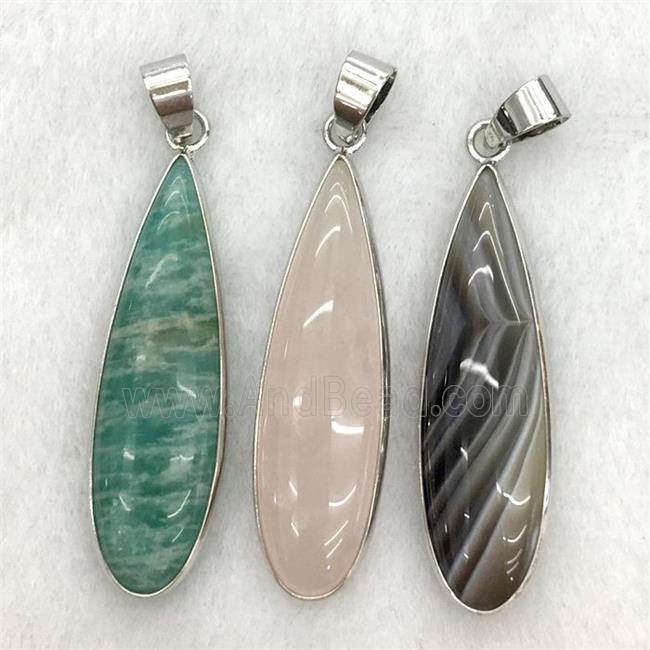 mixed gemstone teardrop pendant