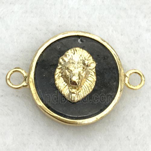 labradorite circle connector with lionhead
