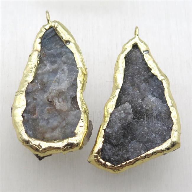 agate druzy pendant, freeform