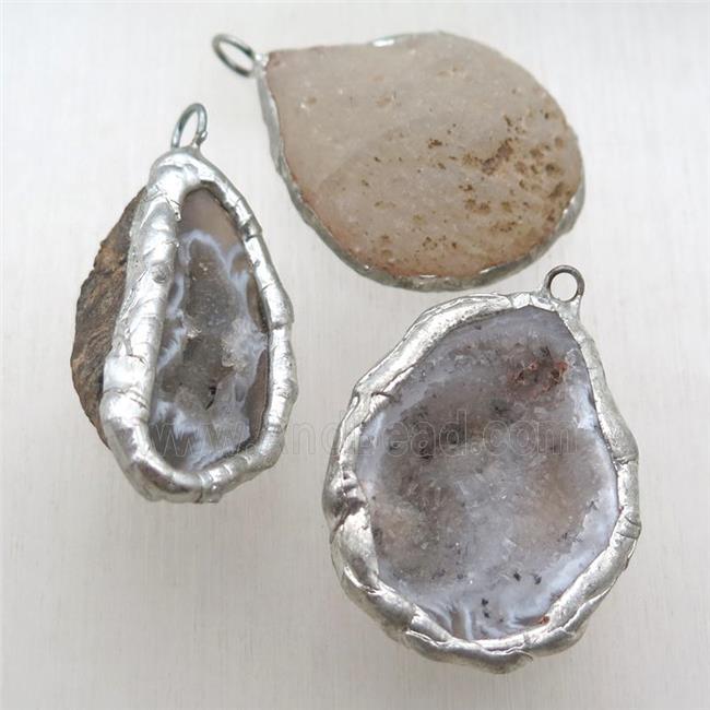 agate geode druzy pendant, freeform