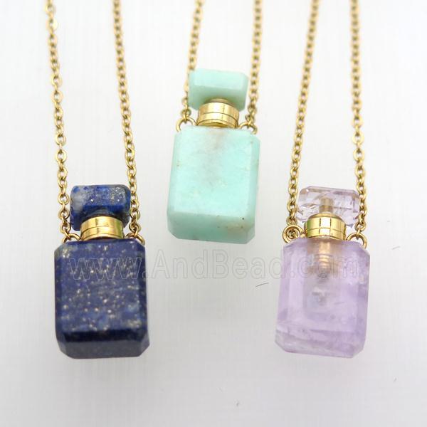 mixed Gemstone perfume bottle Necklace