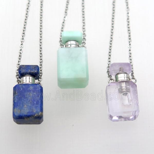mixed Gemstone perfume bottle Necklace
