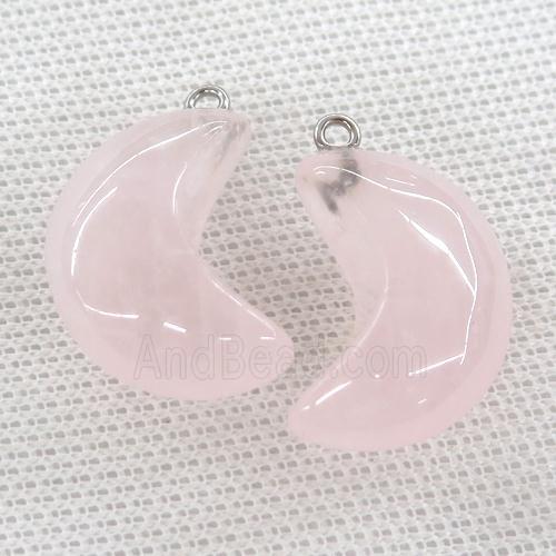 Rose Quartz pendant, Crescent moon
