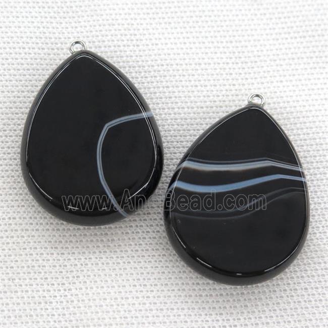 black stripe agate teardrop pendant