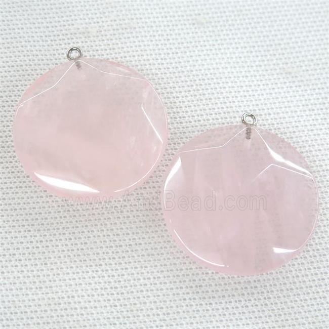 Rose Quartz circle pendant