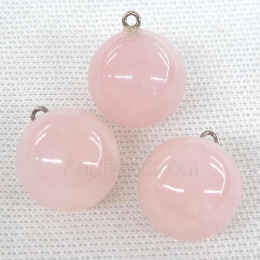 Rose Quartz pendant, round ball