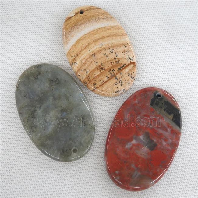 mixed Gemstone oval pendant