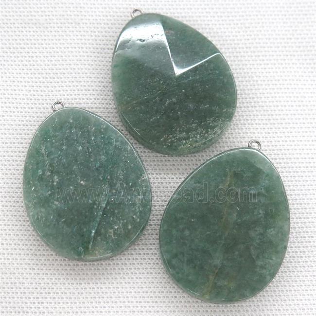green Aventurine pendant, faceted teardrop