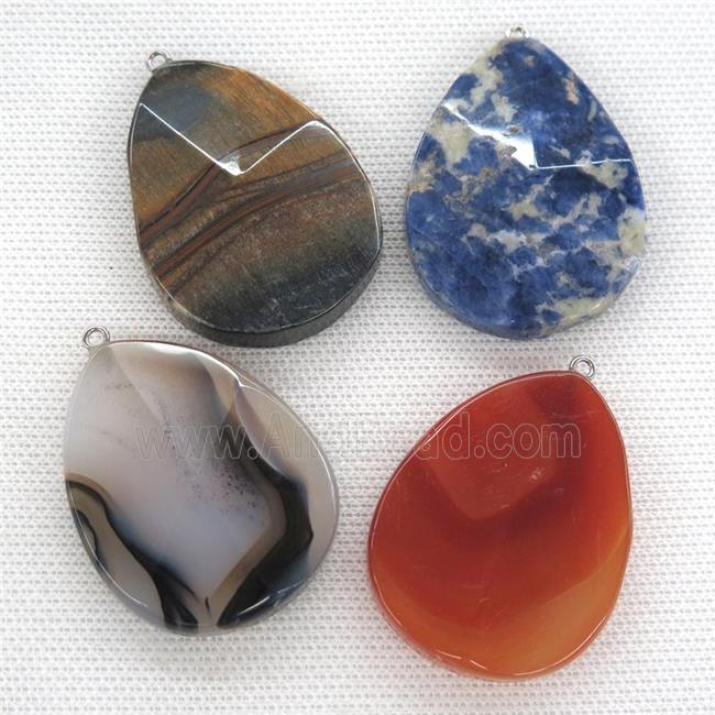 mixed Gemstone pendant, faceted teardrop