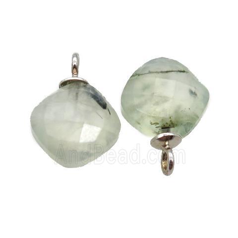 green Prehnite pendant, faceted square