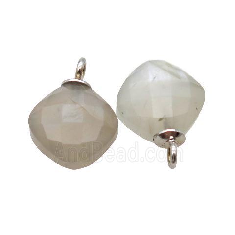 white MoonStone pendant, faceted square