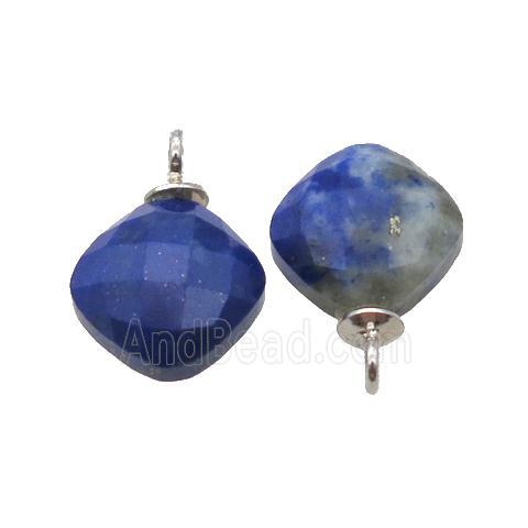 blue Lapis Lazuli pendant, faceted square