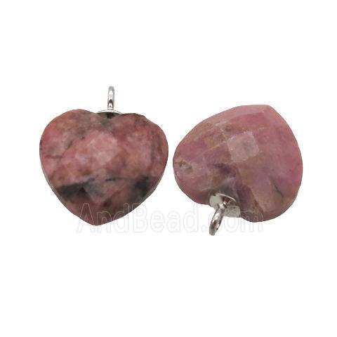 faceted Rhodonite heart pendant