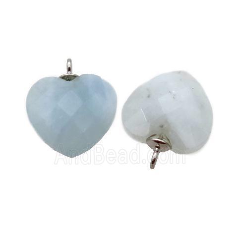 blue Aquamarine pendant, faceted heart