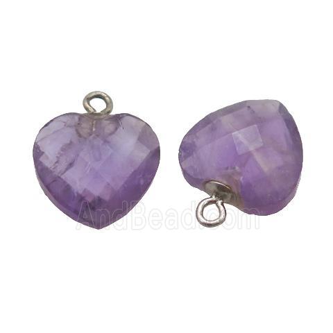 puprle Amethyst pendant, faceted heart