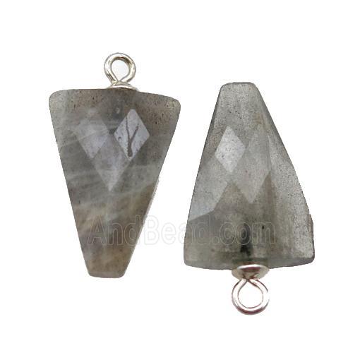 Labradorite pendant, faceted arrowhead