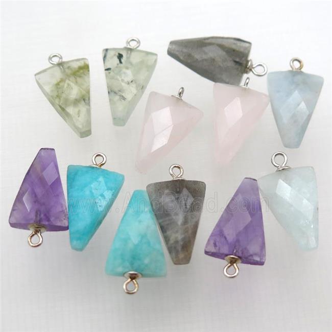 mixed Gemstone pendant, faceted arrowhead