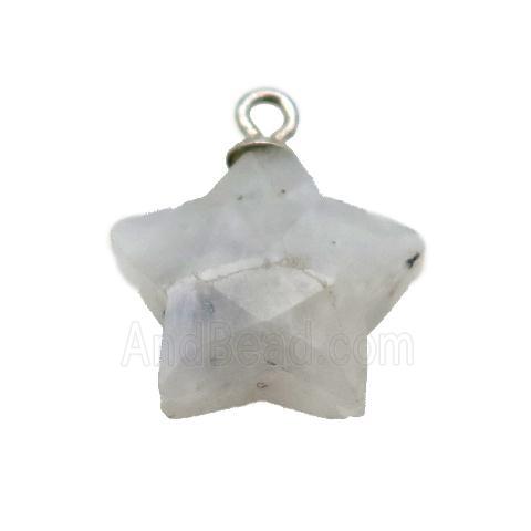 white MoonStone pendant, faceted star