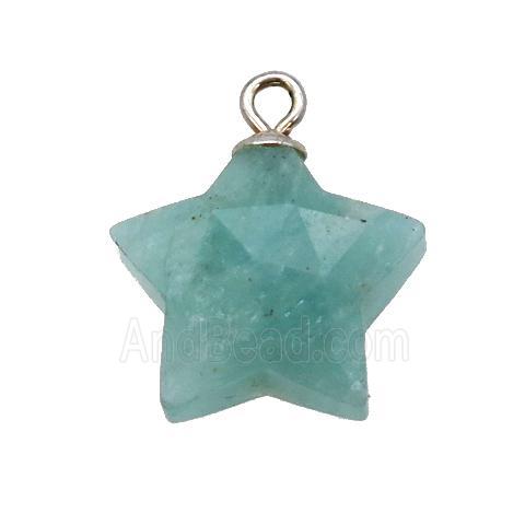 green Amazonite pendant, faceted star