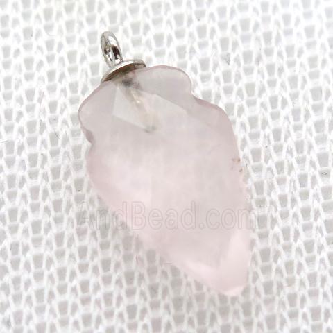 Rose Quartz pendant, faceted arrowhead