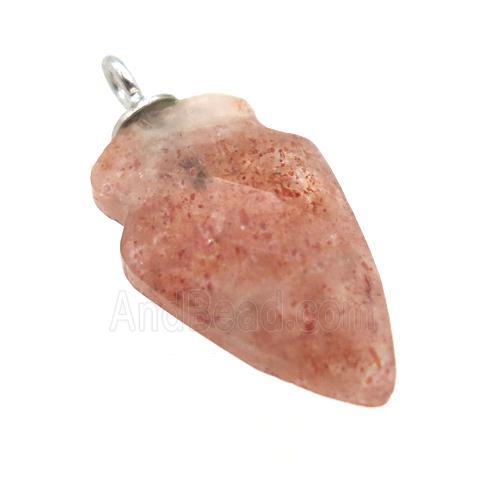 Strawberry Quartz pendant, faceted arrowhead