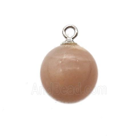 round peach MoonStone ball pendant