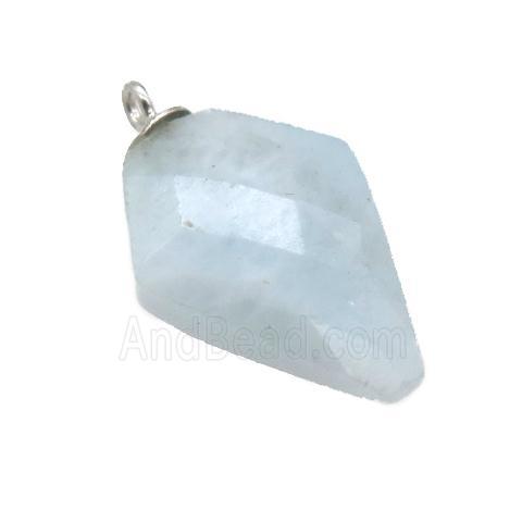 blue Aquamarine pendant, faceted arrowhead