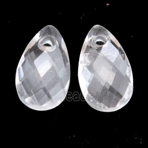 Clear Quartz pendant, faceted teardrop