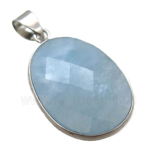 blue Aquamarine oval pendant