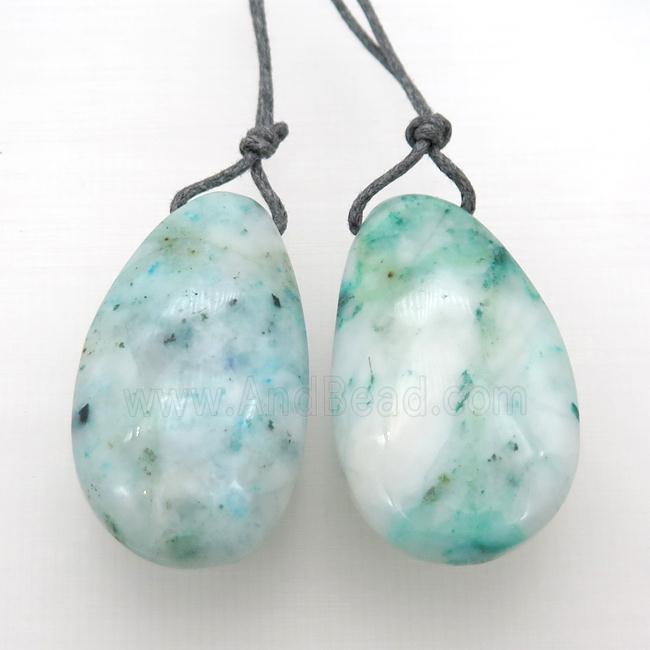 Chrysocolla pendant, freeform