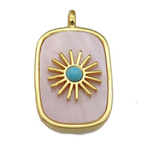 pink Queen Shell rectangle pendant