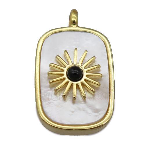 white pearlized shell rectangle pendant
