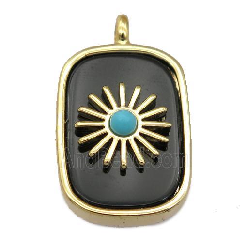 black Onyx Agate rectangle pendant
