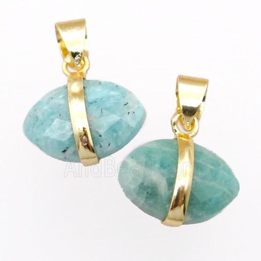 green Amazonite pendant, faceted oval