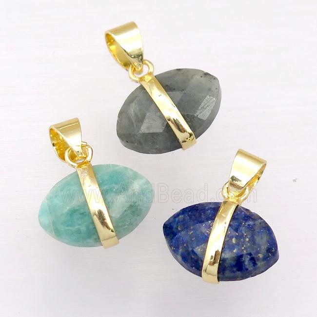mixed Gemstone pendant, faceted oval