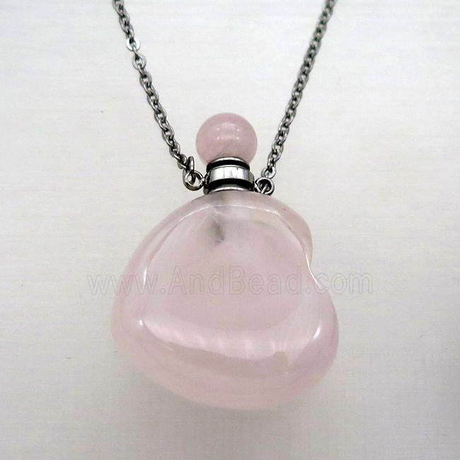 Rose Quartz perfume bottle Necklace