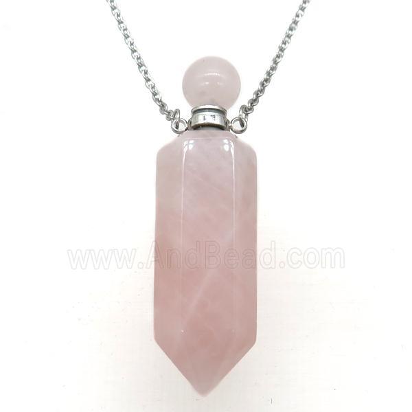 Rose Quartz perfume bottle Necklace