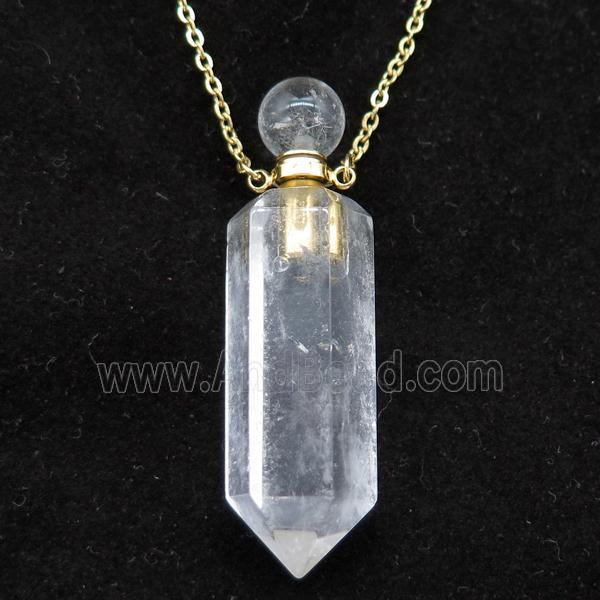 Clear Quartz perfume bottle Necklace