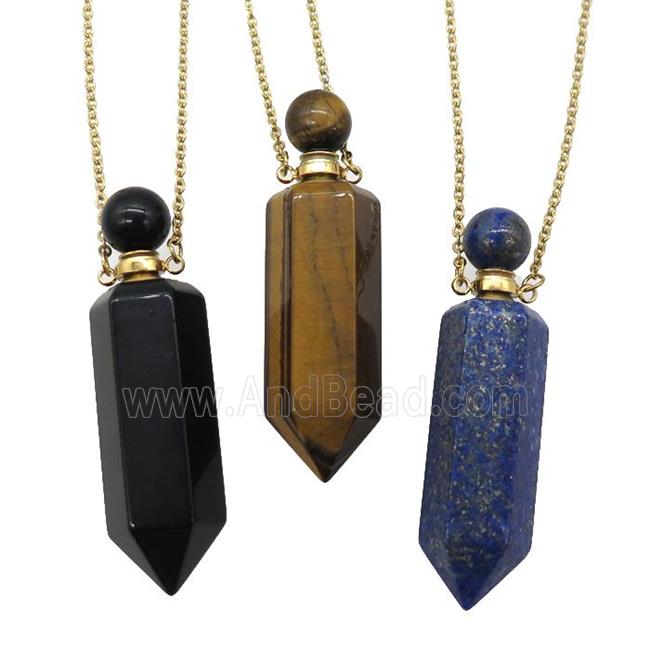 mixed Gemstone perfume bottle Necklace