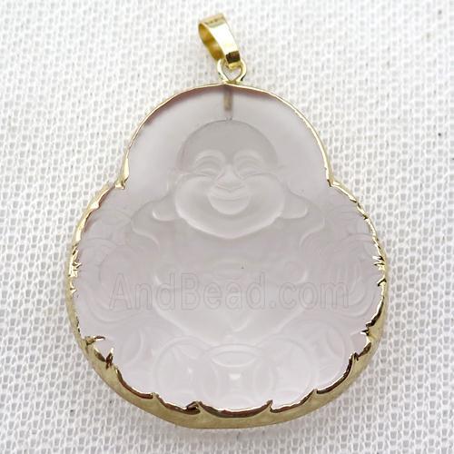 matte Chinese Crystal Glass buddha pendant, gold plated