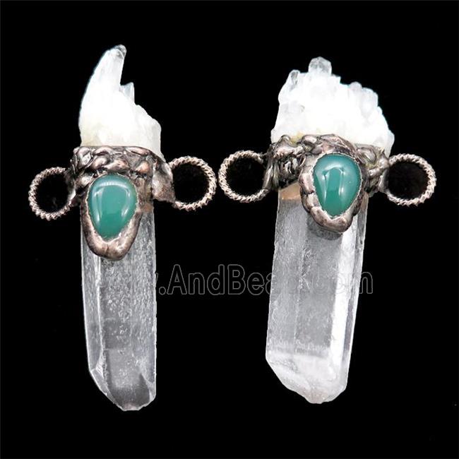 Clear Quartz Crystal pendant, antique red