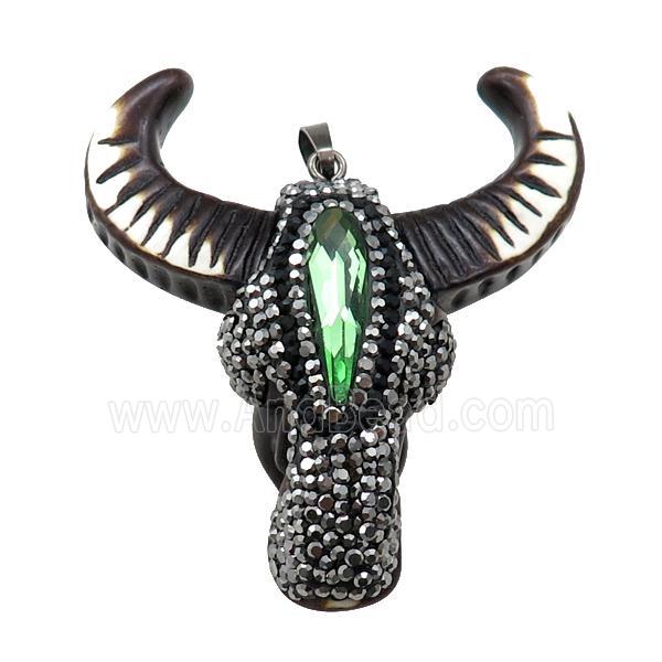 Resin bullhead paved rhinestone