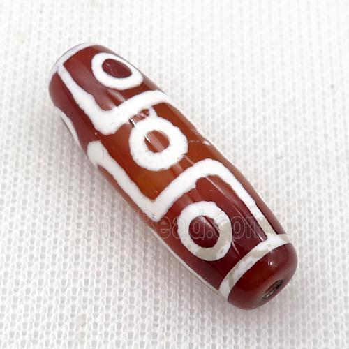 Dzi Agate barrel beads, 9 eye