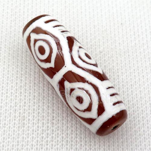 Dzi Agate barrel beads