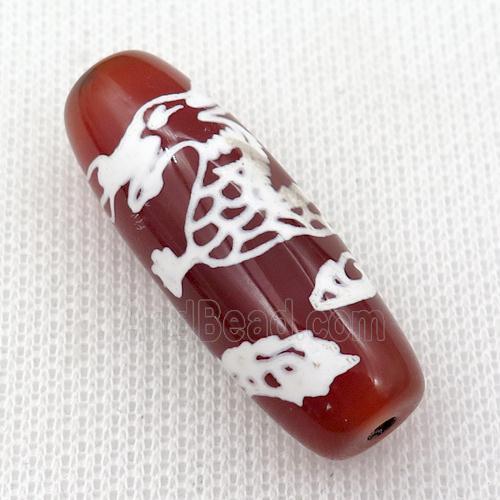 Dzi Agate barrel beads