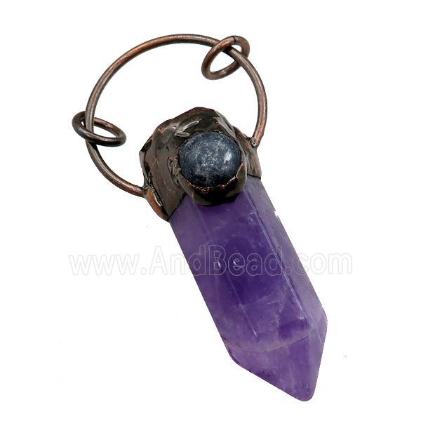 purple Amethyst bullet pendant, antique red